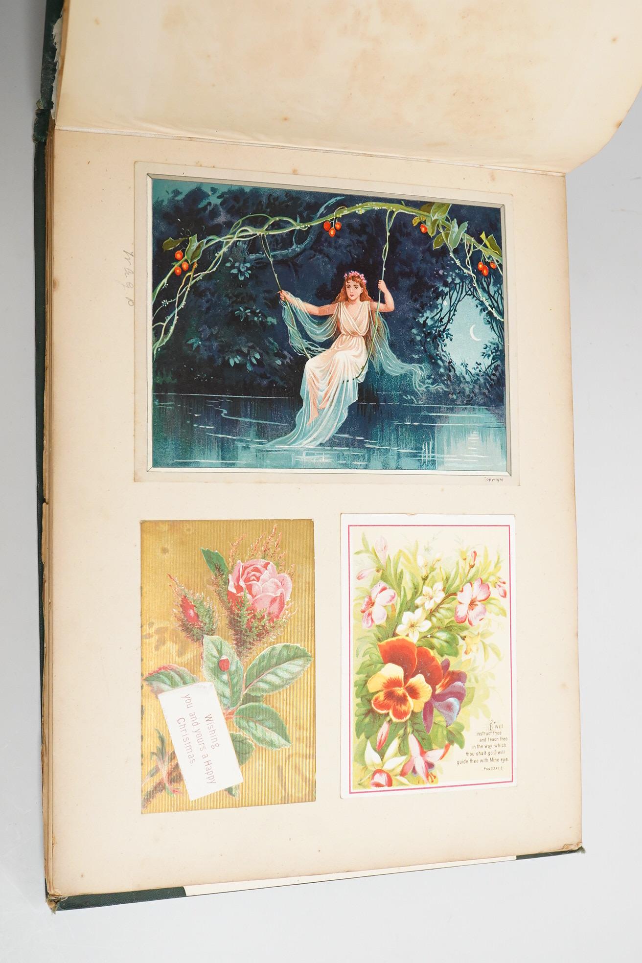 A collection of Victorian and later scrap books containing decoupage, newspaper cuttings and cutout prints